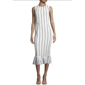 Opening ceremony Womens White Striped Lotus Flutter midi dress size small s